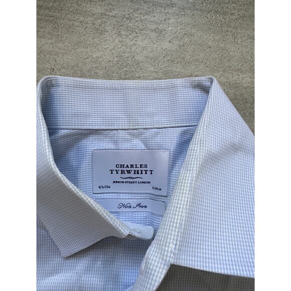 Charles Tyrwhitt Non Iron Classic Fit Blue Mens Dress Shirt Size 16.5 42 - Picture 2 of 3